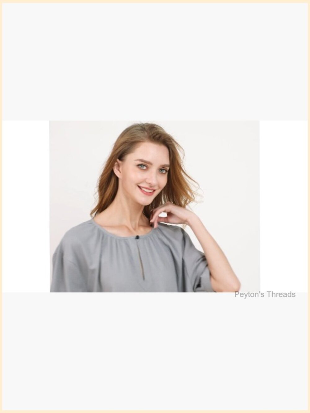 Cotton Linen Short Sleeve Midi Tunic Dress with Pockets - Picture 5 of 5